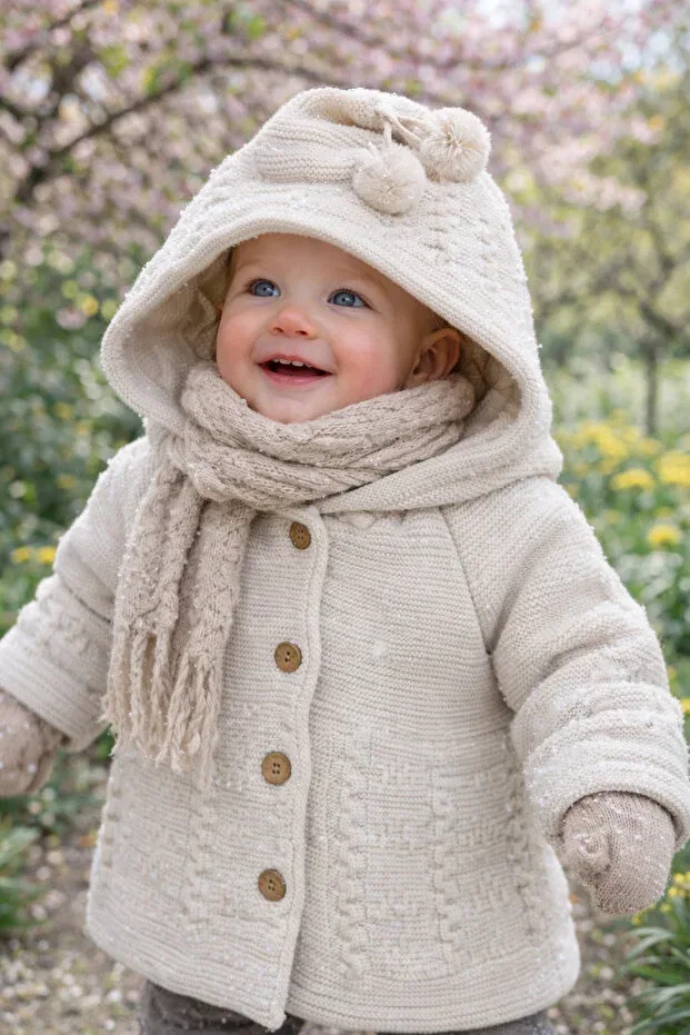 Детский кардиган с капюшоном Biancofiglio, Beige