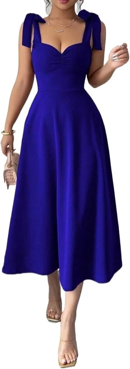 Женское платье миди с бантом Asymmetric, Royal Blue