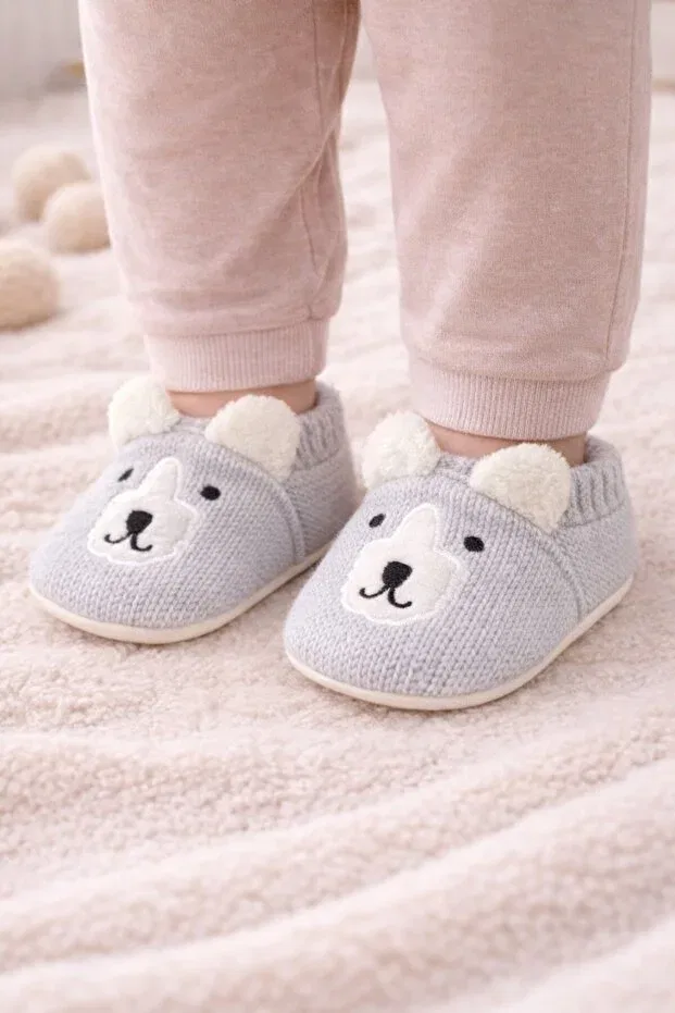Детские пинетки для новорожденных вязаные Kindo Baby, Silver — фото 2
