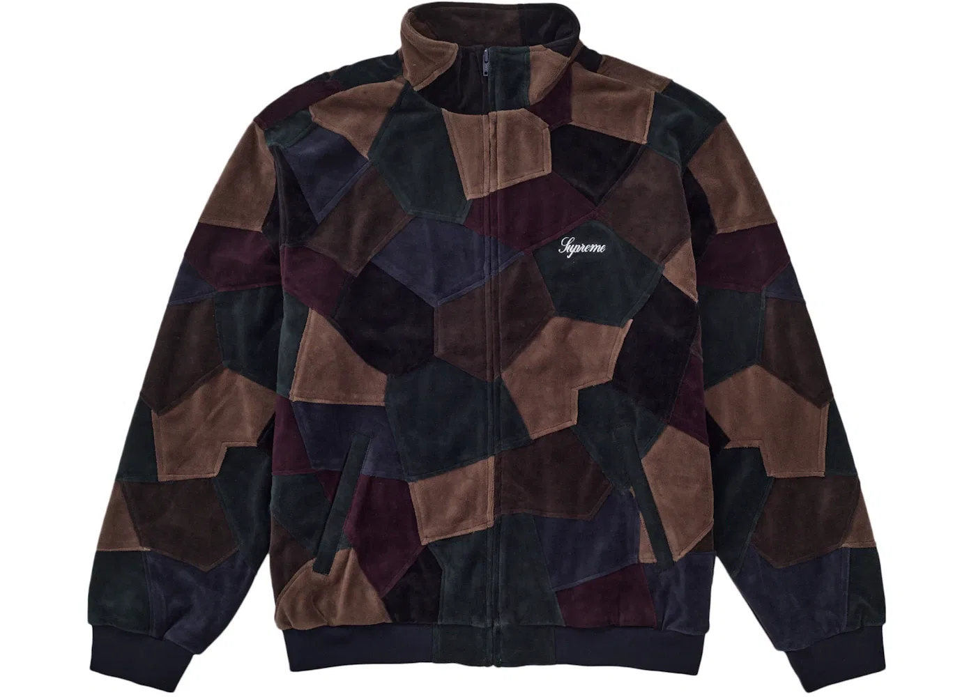 Мужская куртка из велюра с пэчворком Supreme, Dark Navy