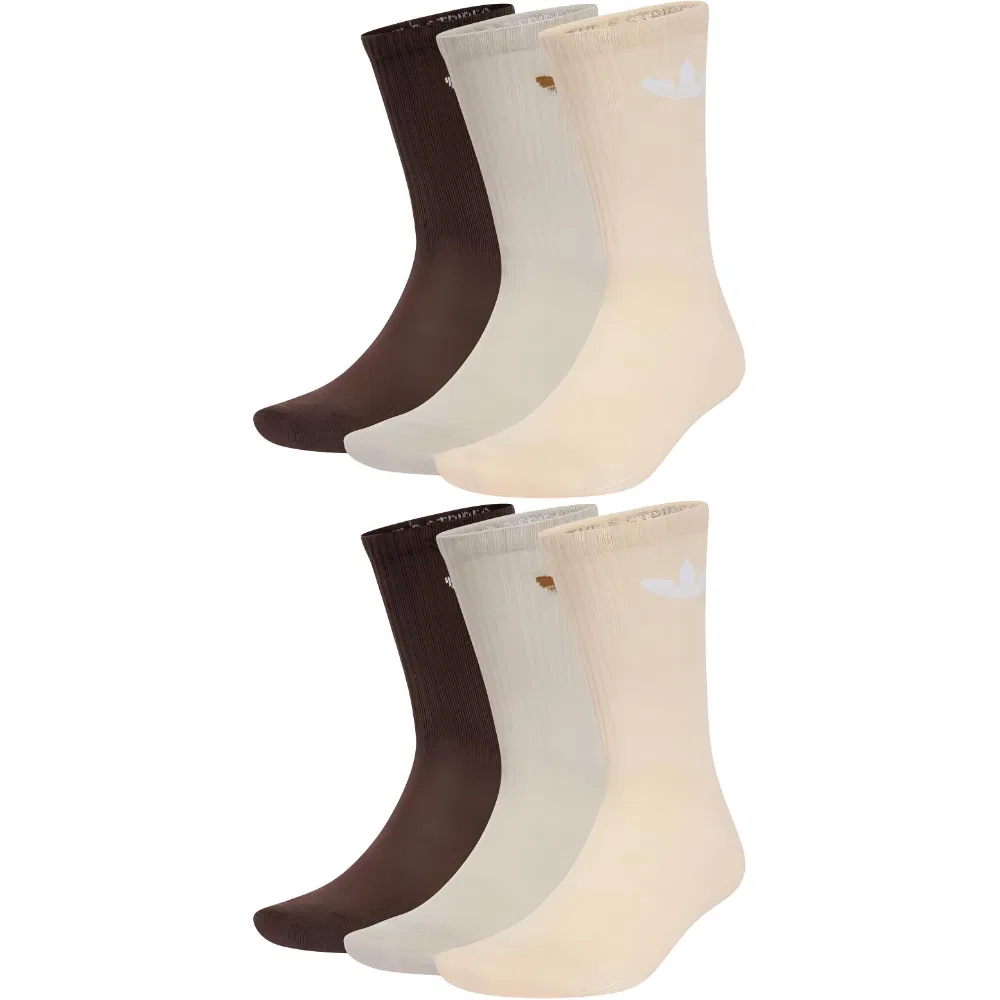 Детские носки-слипоны с принтом TrefoilCushion Adidas Originals, 6 Pack (Brown+Gray White+Crystal Sand)