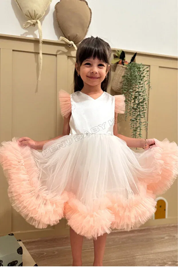 Детское платье для девочек с воланами Sleeveless Ruffle Skirt Dress Alice Penu Baby Kids, Salmon — фото 2
