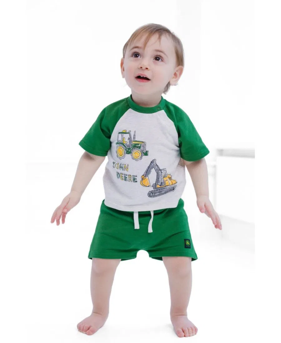 Комплект из футболки и шорт John Deere, Oatmeal Heather Green — фото 2