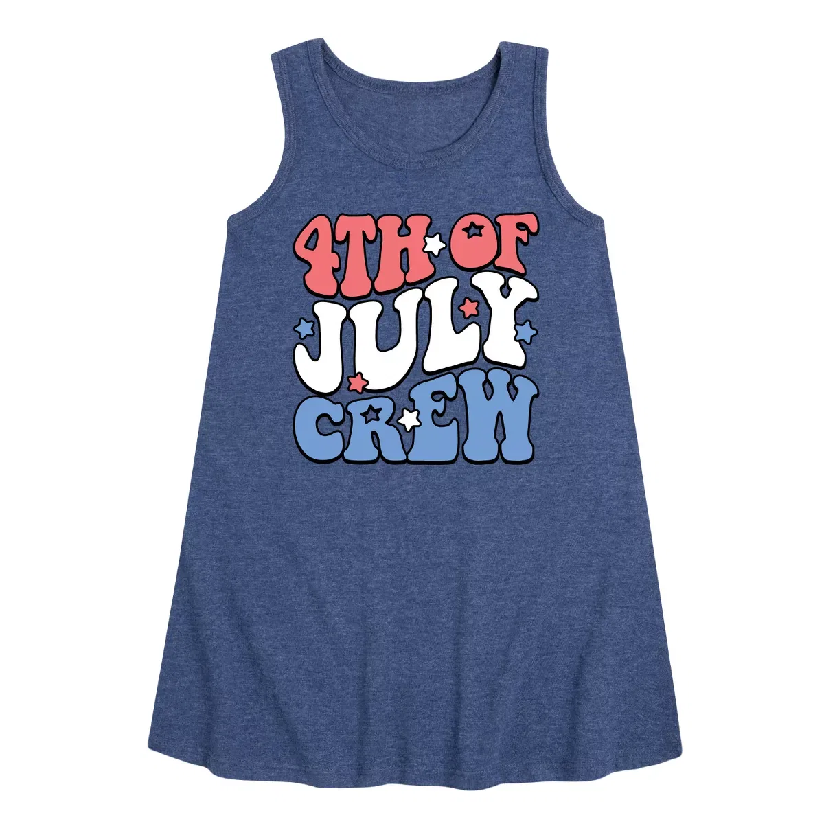 Детское платье-трапеция без рукавов Fourth Of July Crew Instant Message, Heather Navy