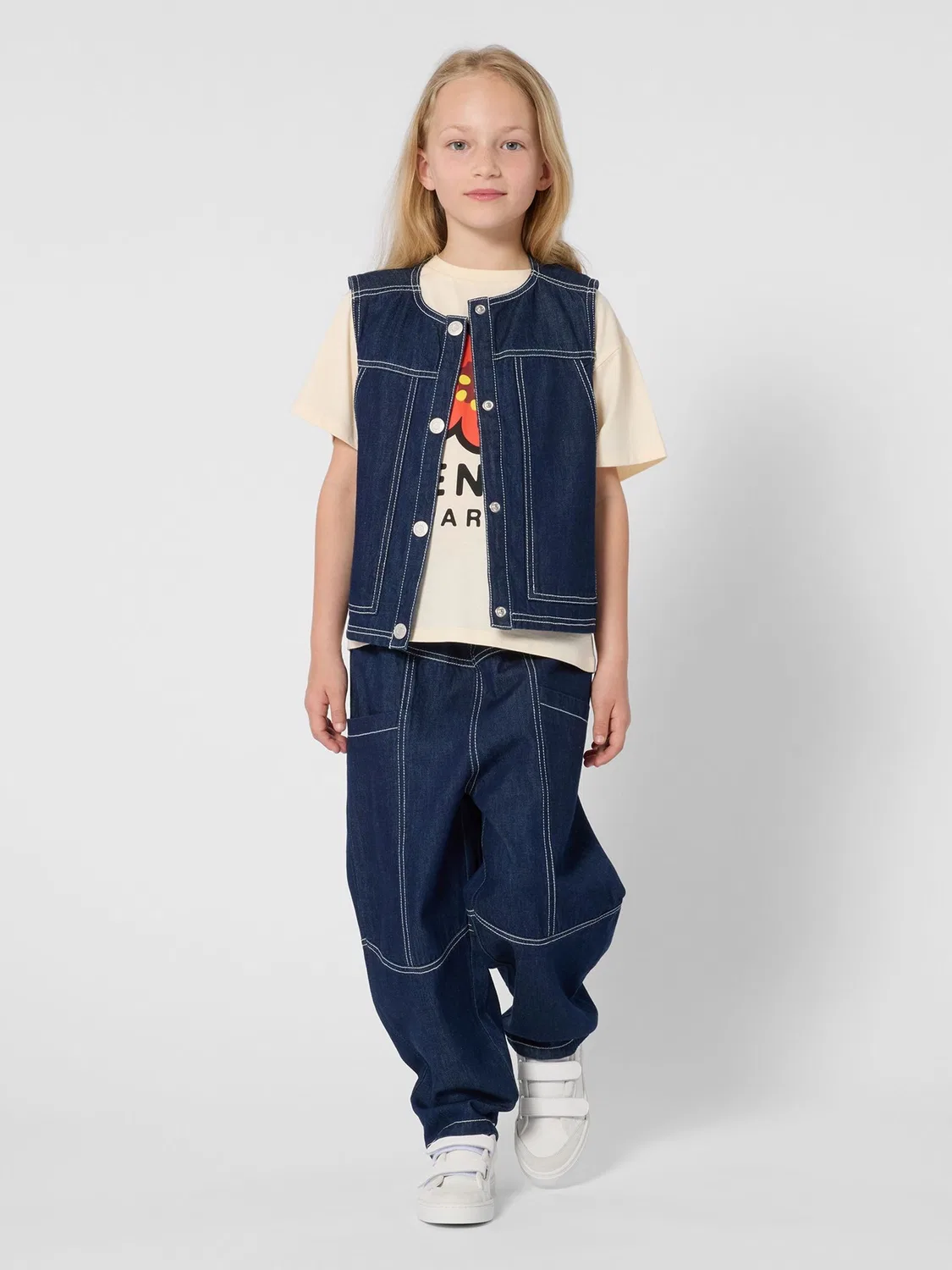 Футболка с принтом KENZO KIDS, кремовый