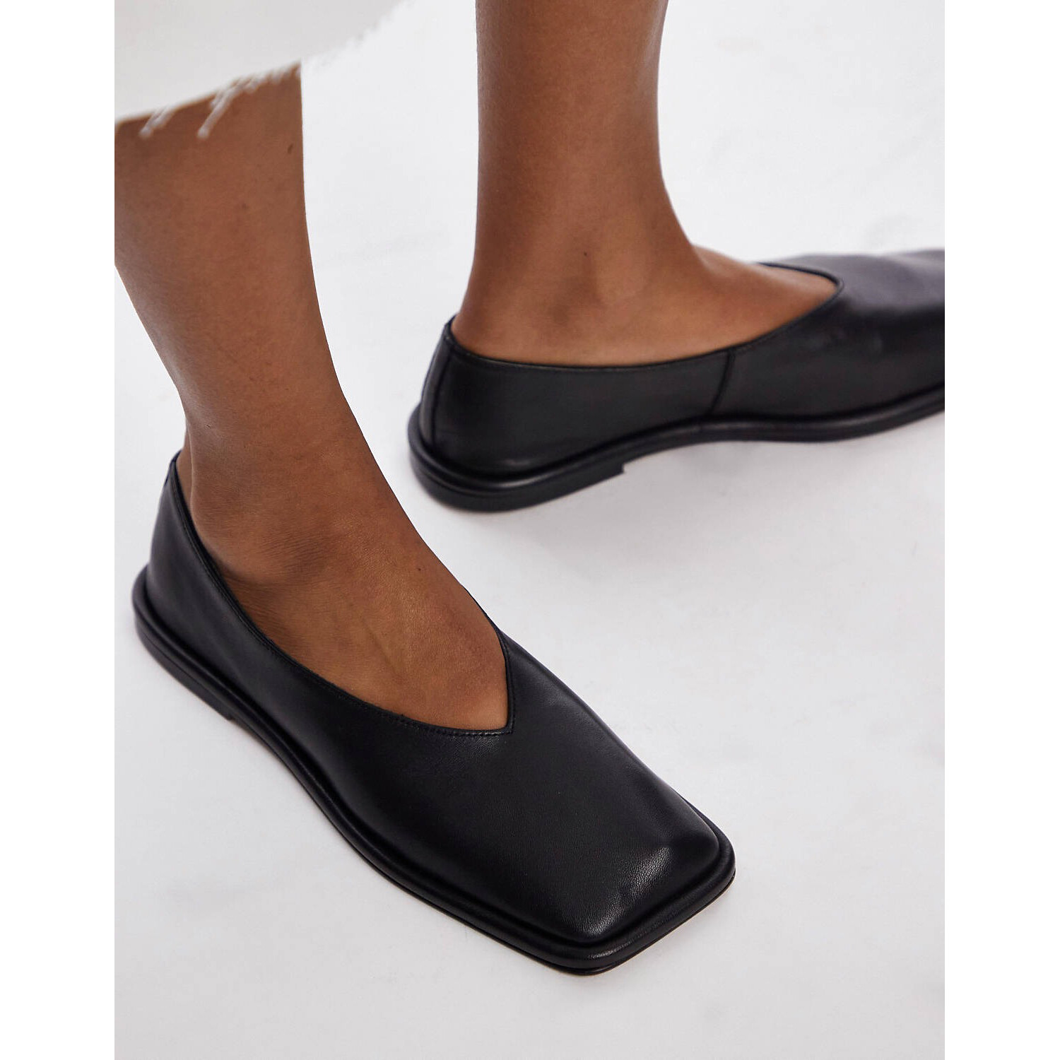 

Туфли Topshop Charlotte Leather Square Toe Unlined Flat, черный