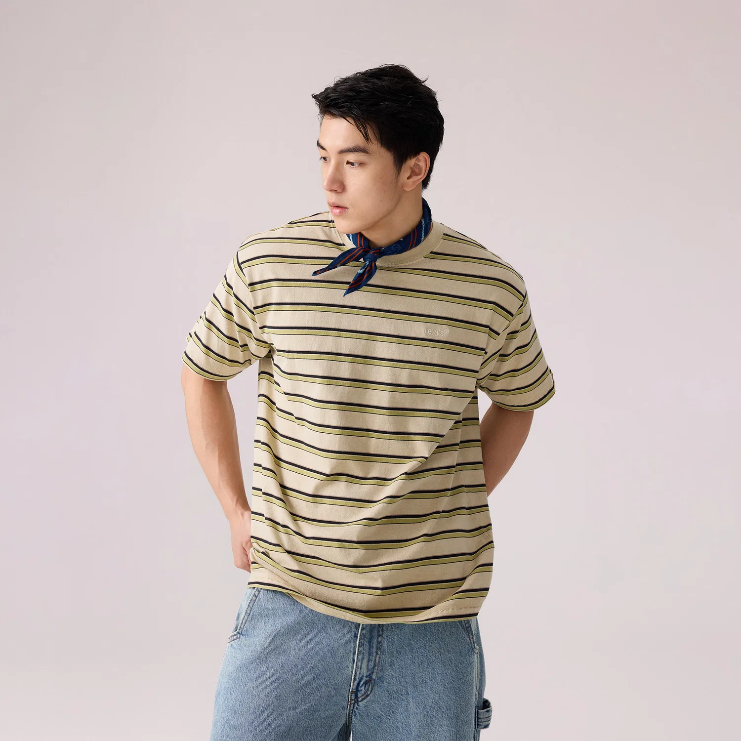 Мужская футболка с круглым вырезом Light Khaki Gray Levis — фото 4