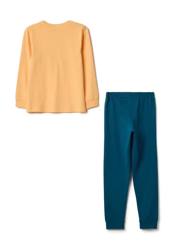 Пижамный комплект из хлопка Regular fit with print set Ovs, синий, оранжевый — фото 2