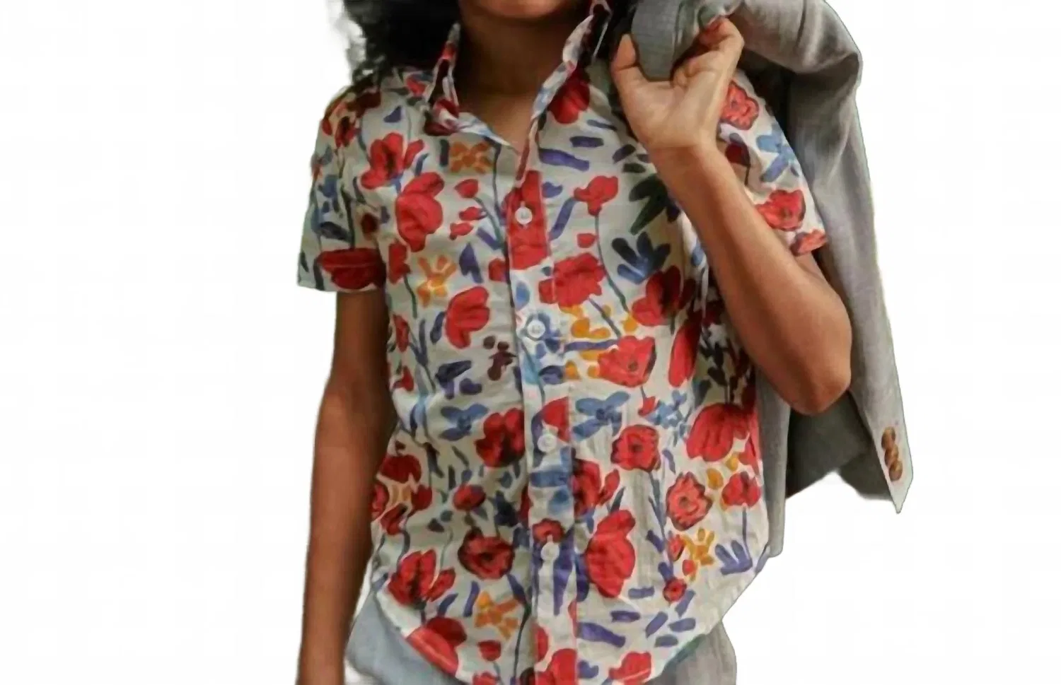 Детская рубашка с принтом Day Party Shirt Appaman, White Rose — фото 3