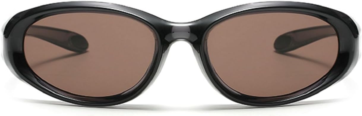 

Овальные солнцезащитные очки в стиле панк для женщин и мужчин, 2025, роскошные винтажные солнцезащитные очки неправильной формы, защита от УФ-излучения UV400, защитные очки 19403 Melrose, Grey Brown