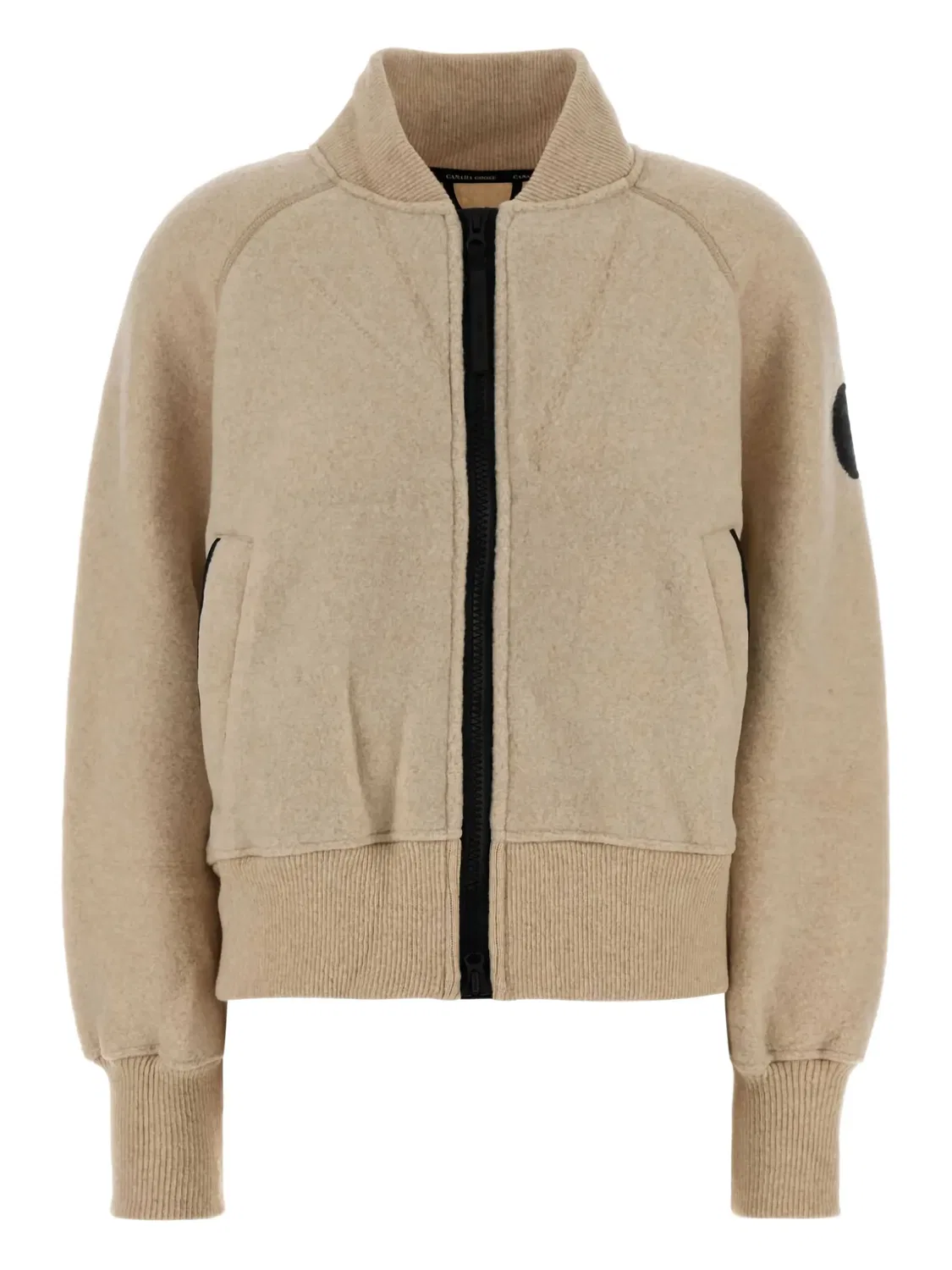 Бомбер из смеси шерсти и флиса Canada Goose, бежевый