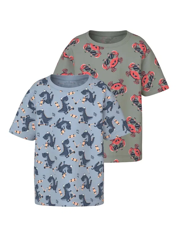 Футболка с динозаврами Valther 2 pack, Name It Fog, синий