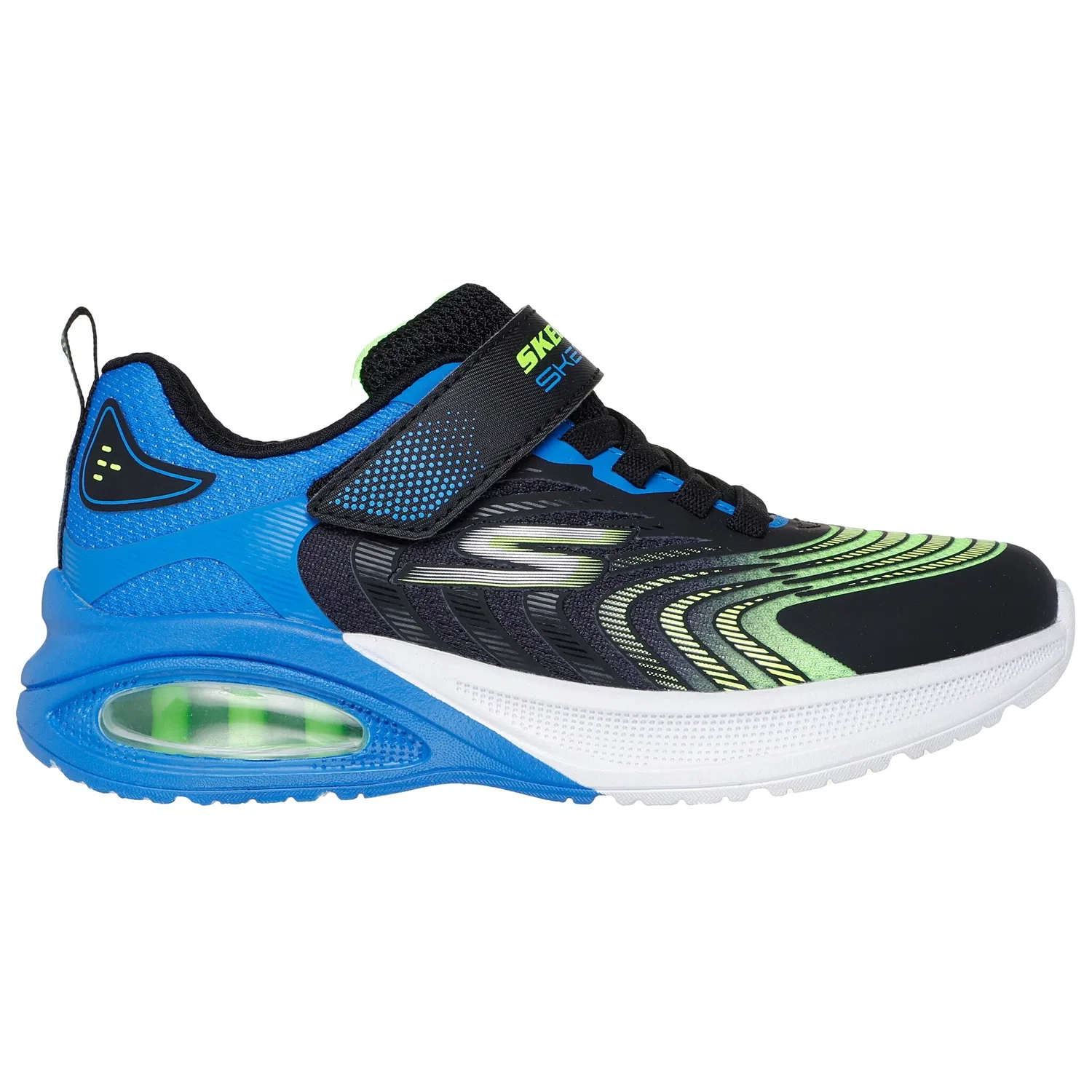 Детские кроссовки с воздушной подушкой Skechers MICROSPEC MAX ADVANCE, Black/Blue/Lime — фото 4