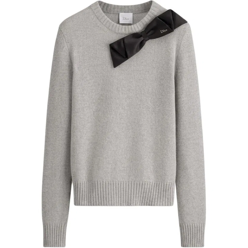 Женский свитер с круглым вырезом, свободного кроя Crew Neck, DIOR, Gray