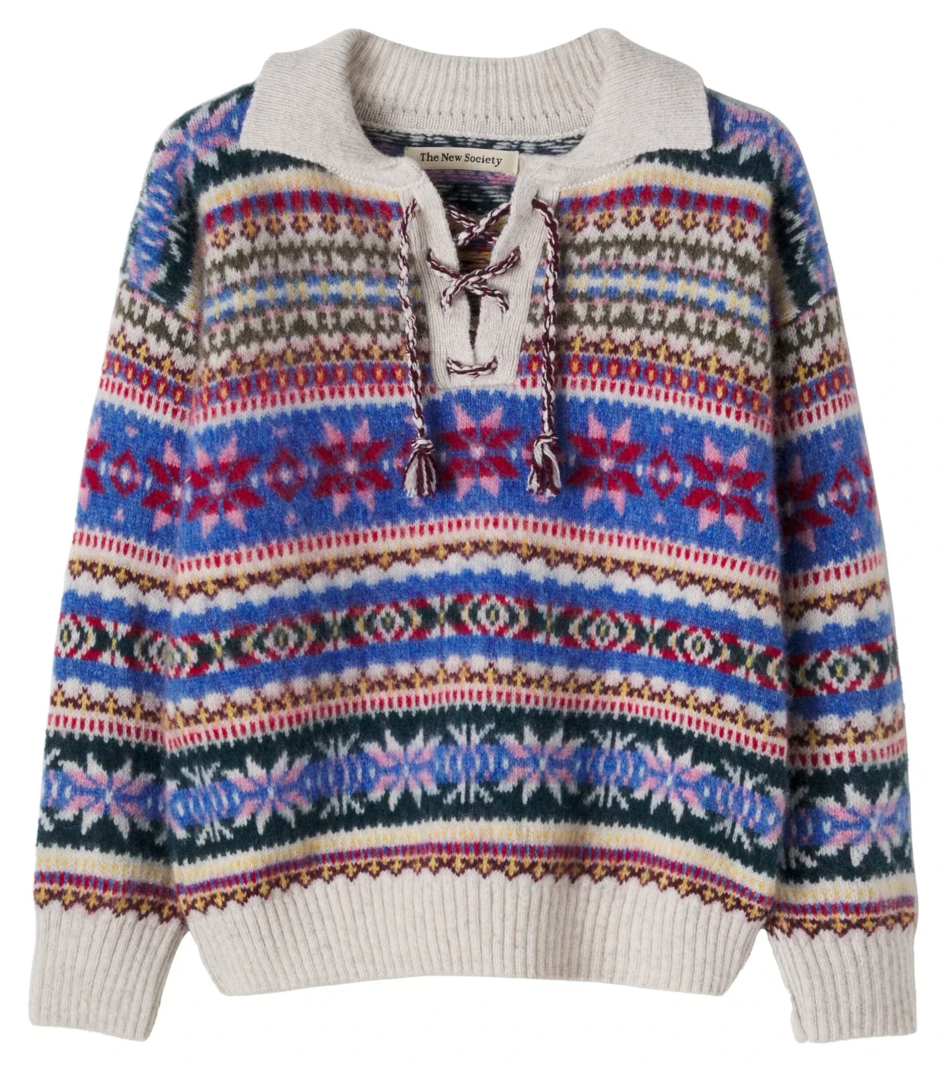 Свитер с воротником на завязках Caia Fair Isle The New Society, мультиколор