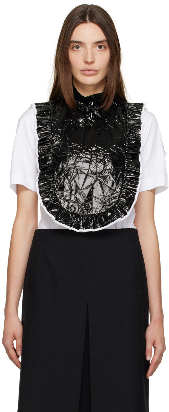 

Черная майка с рюшами и защипами Shushu/Tong