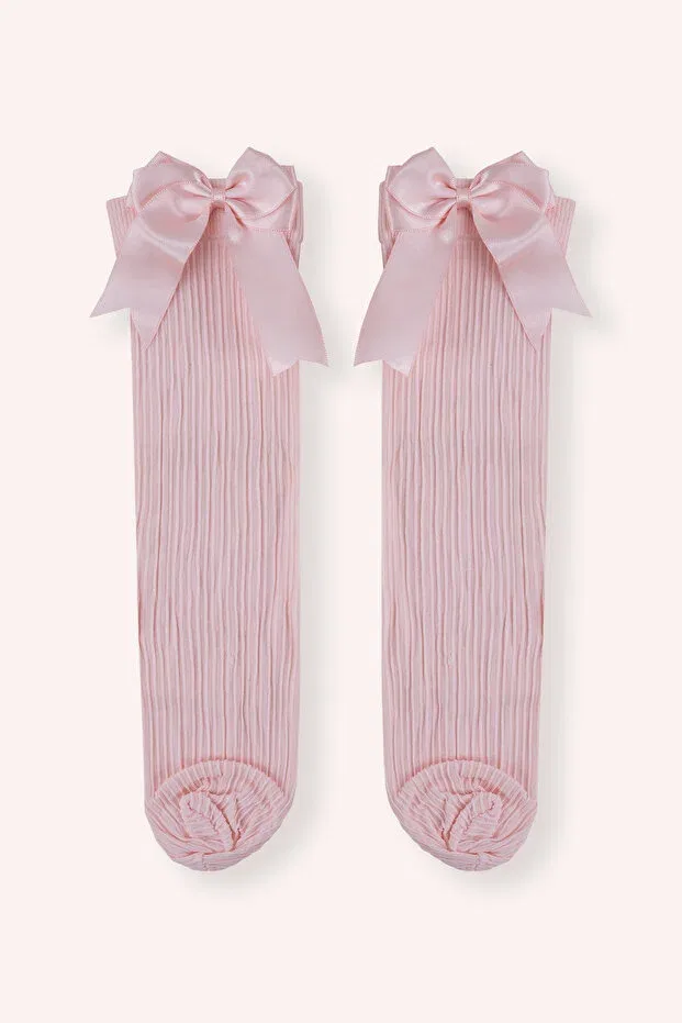 Детские носки для девочек Ribbon Detailed Knee-Length Pink Panço, Pink