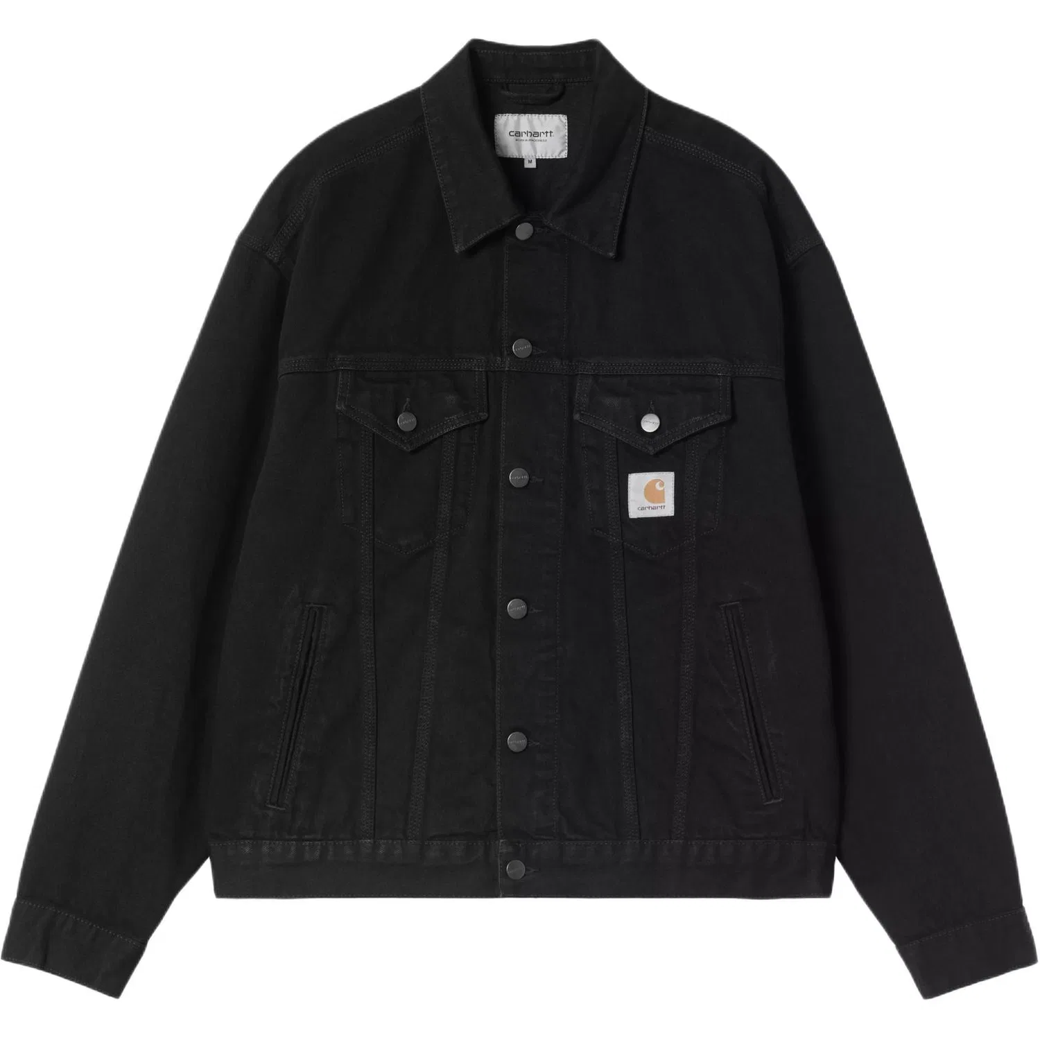 Детское джинсовое пальто с воротником-лацканом Carhartt WIP, черный