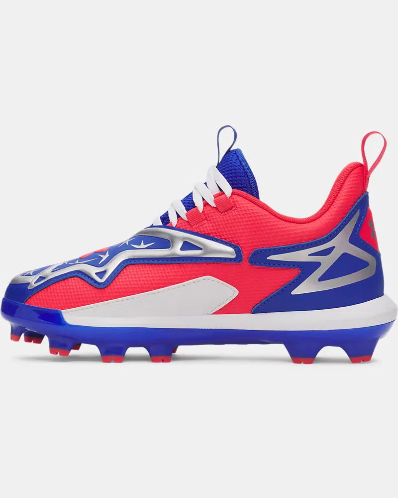 Детские бейсбольные шиповки с TPU-шипами и амортизацией EVA Harper 11 TPU UnderArmour, White/Racer Red/Team Royal — фото 2