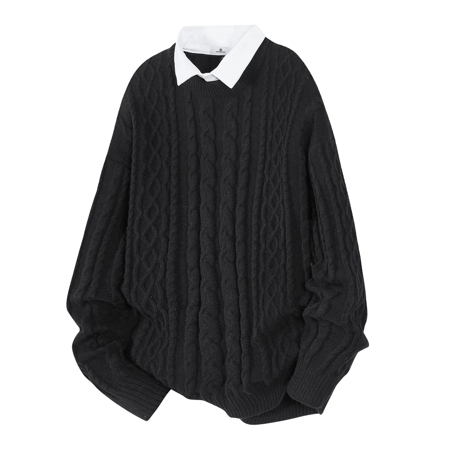 Детский свитер с воротником-хомутом Two Piece, PAL ONGACO, Black (White Collar)
