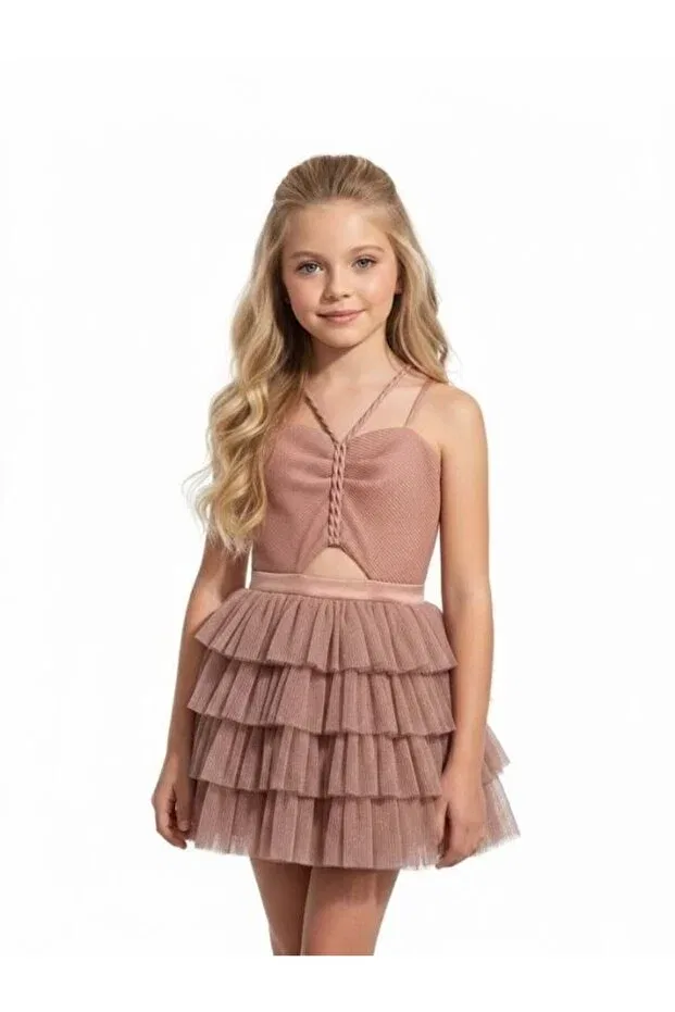 Детское вечернее платье для девочек с блестками Zekids, Rose Dry