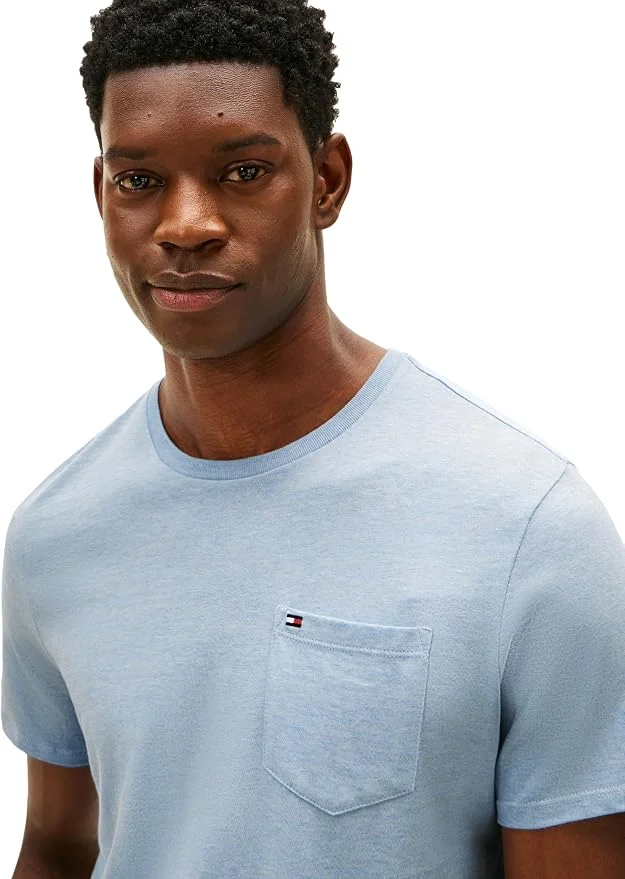 Футболка Tommy Hilfiger Essential Short Sleeve Cotton Crewneck Pocket, светло-синий — фото 2