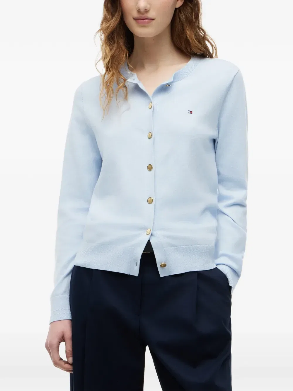 Кардиган на пуговицах с вышитым логотипом Tommy Hilfiger, синий — фото 3
