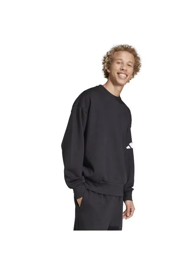 Свитшот свободного кроя с длинным рукавом Adidas, черный — фото 4