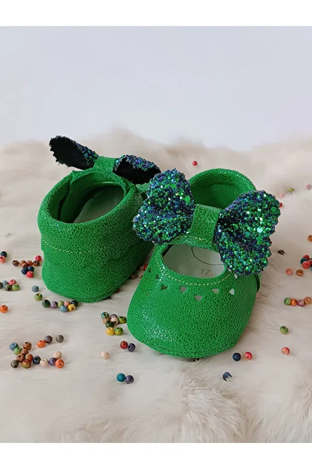Детские ботинки-лоферы для девочек кожаные Alice green Hodore, Grass Green — фото 3