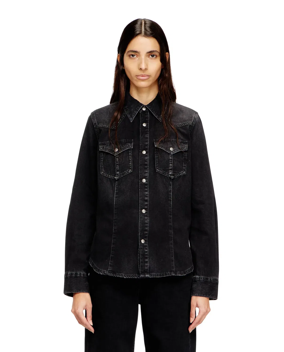 Женская рубашка из денима с карманами Diesel, Negro
