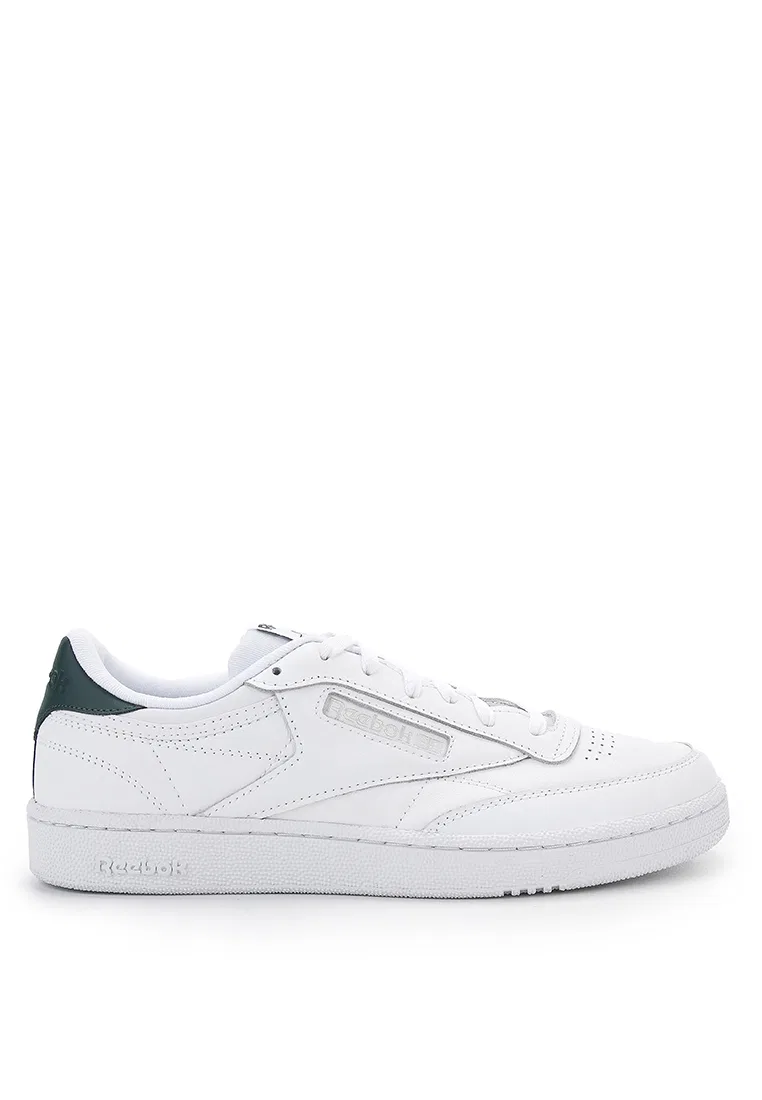 Кроссовки мужские, кожаные, Club C 85, Reebok, белый/зеленый/серый