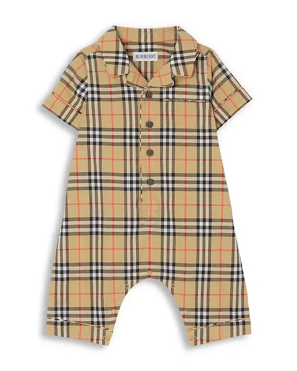 Детский комбинезон с коротким рукавом Burberry, Sand Ip Check