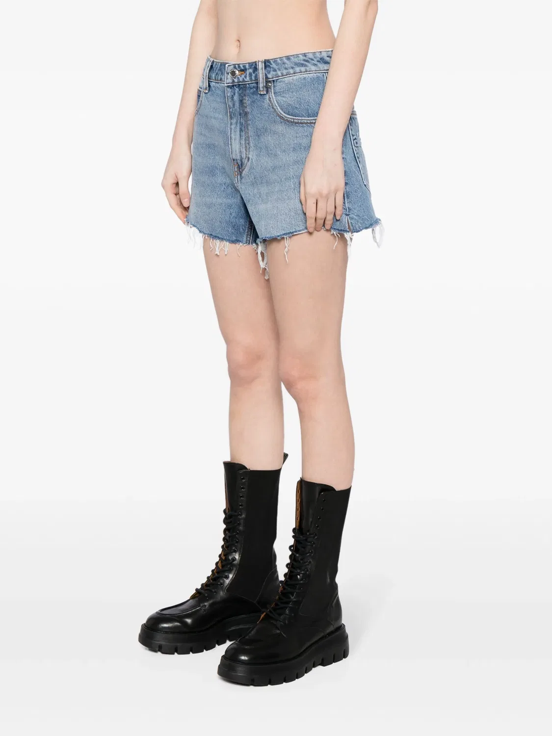 Джинсовые шорты с тиснением логотипа Alexander Wang, синий — фото 2