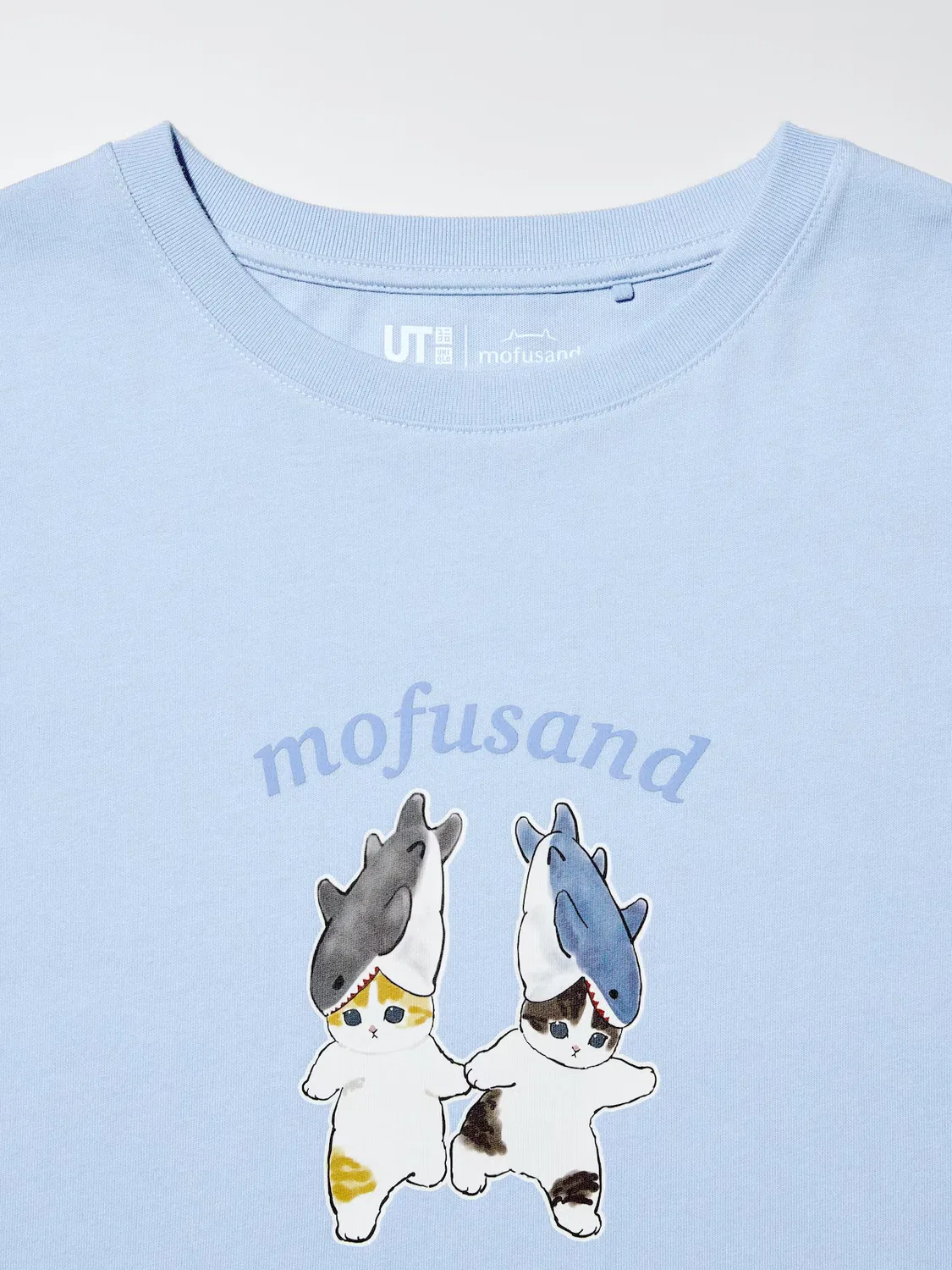 Футболка Uniqlo Mofusand ut/short, базовая, светло-голубой — фото 4