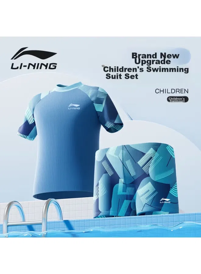 Купальный комплект для мальчиков с принтом 8671 Li-Ning, синий
