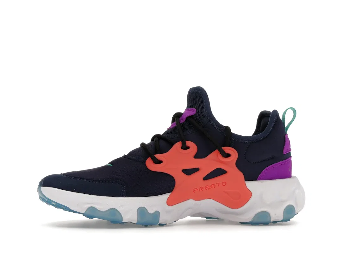 Детские кроссовки Lifestyle Nike React Presto, Midnight Navy/Magic Ember-Vivid Purple-Kinetic Green — фото 3