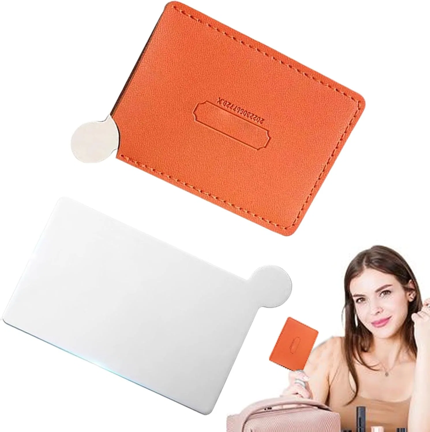 Компактное зеркало с чехлом из PU-кожи, Orange Generisch