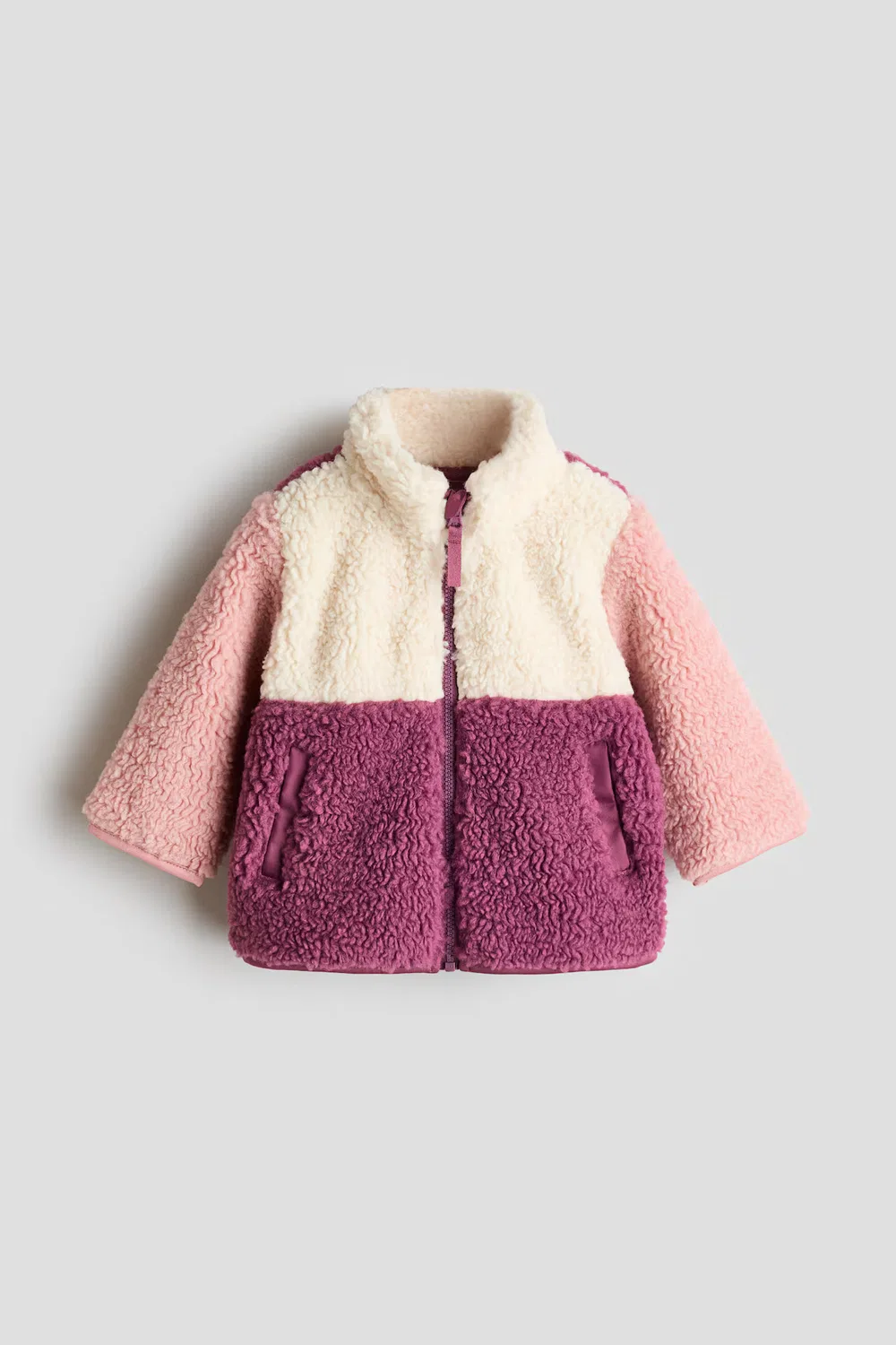 Куртка из плюшевого флиса H&M, Weiß/Dunkelrosa