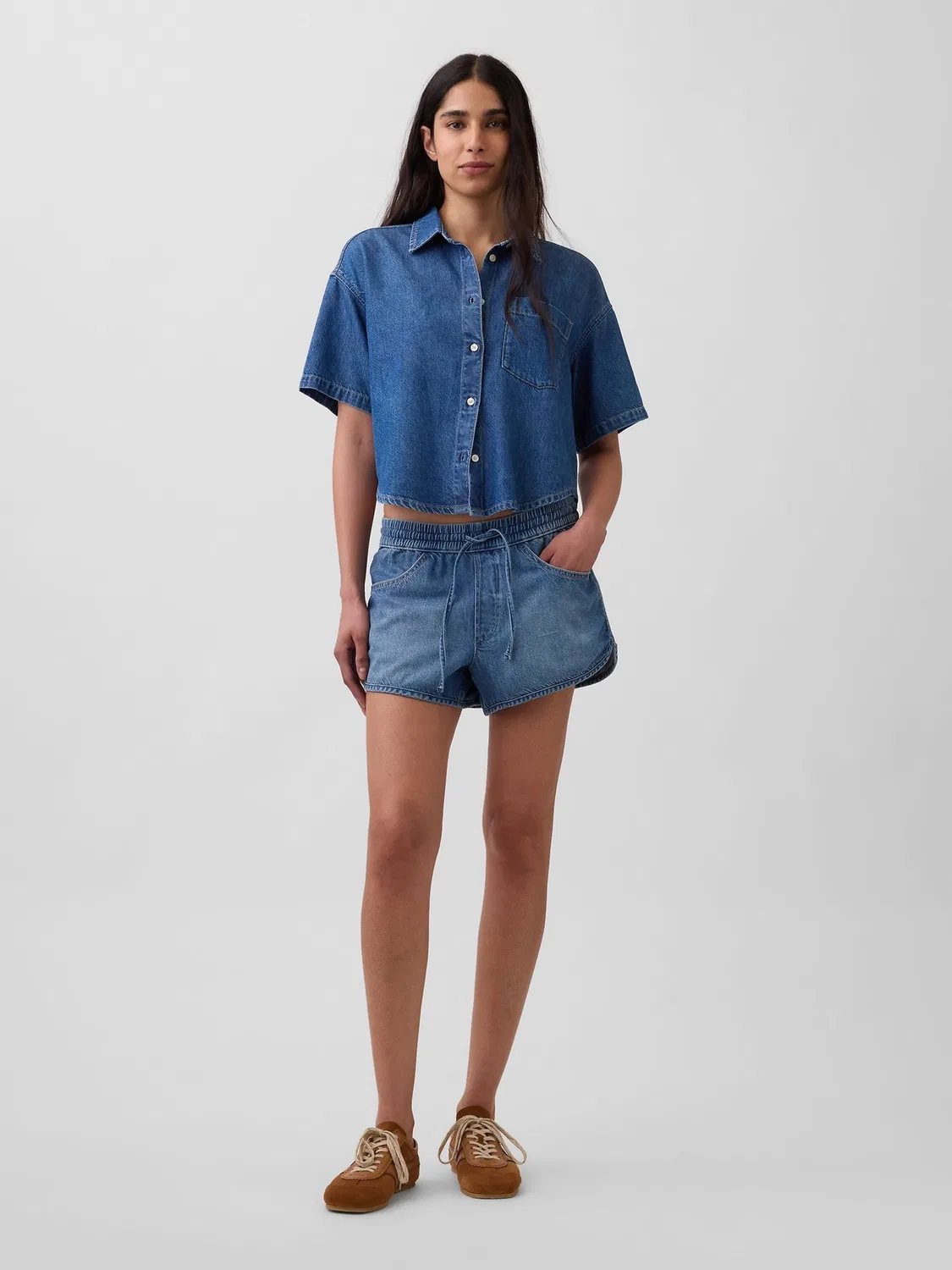 Джинсовая рубашка оверсайз Gap UltraSoft Medium Wash — фото 3