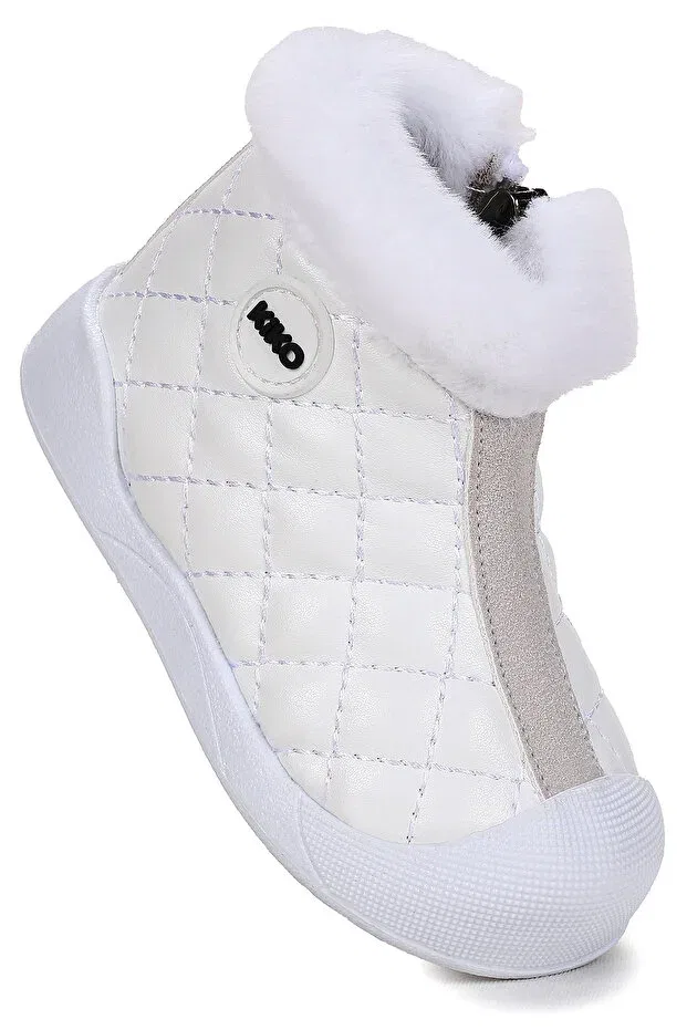 Детские ботинки для девочек на молнии с мехом Kiko Kids, White