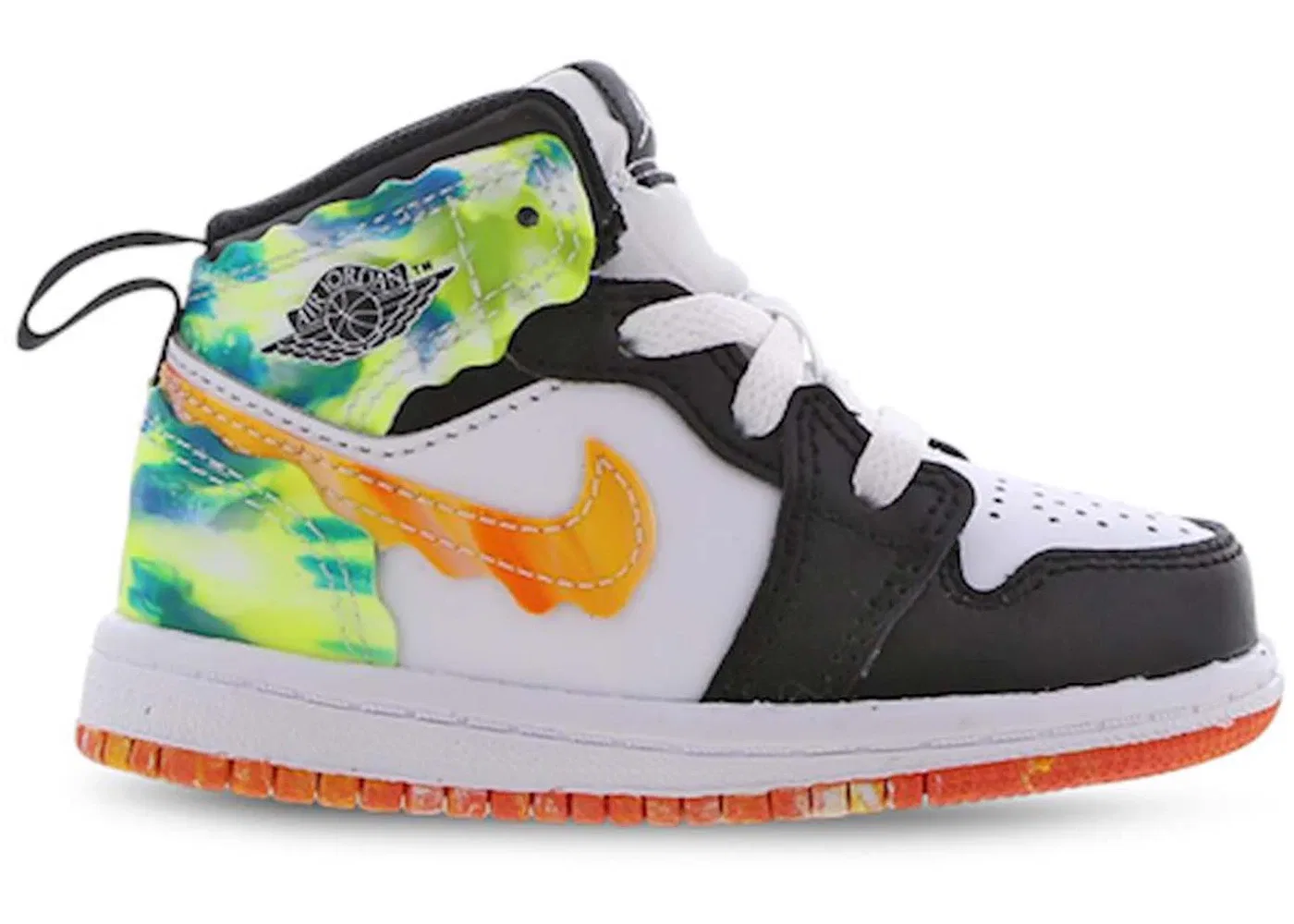 Детские кроссовки Lifestyle с цветным акцентом Jordan 1 Mid SE Jordan, Black/White-Team Orange-Kumquat