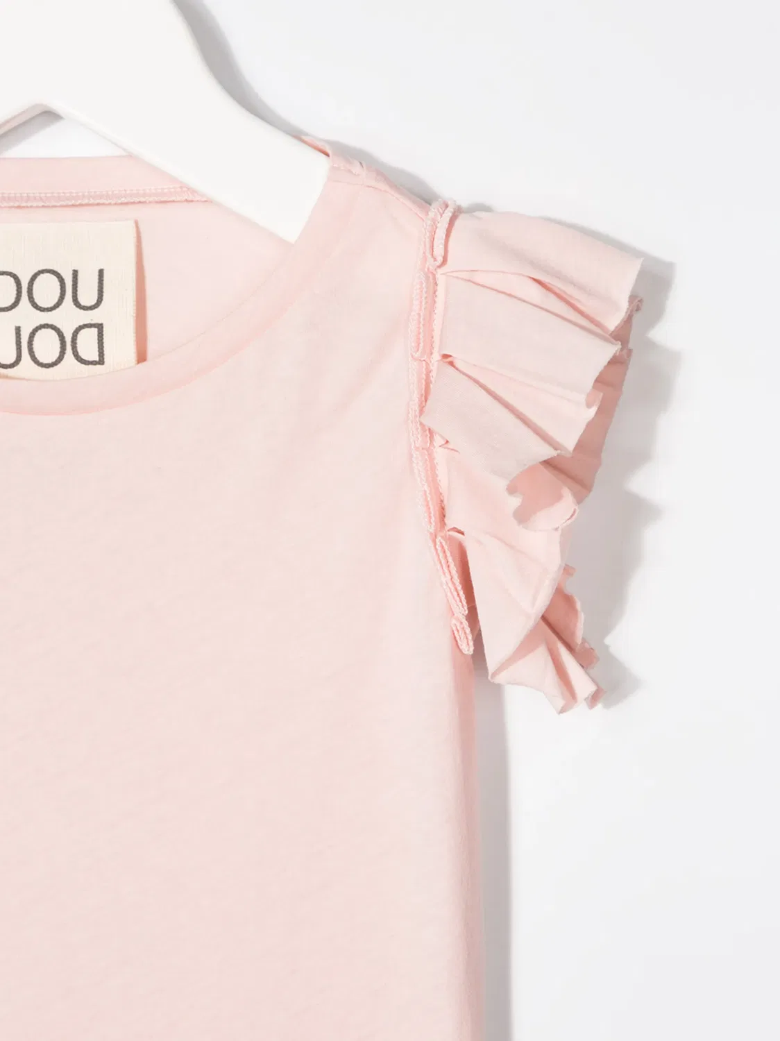 Футболка с рюшами из хлопка розовая Douuod Kids, розовый — фото 2