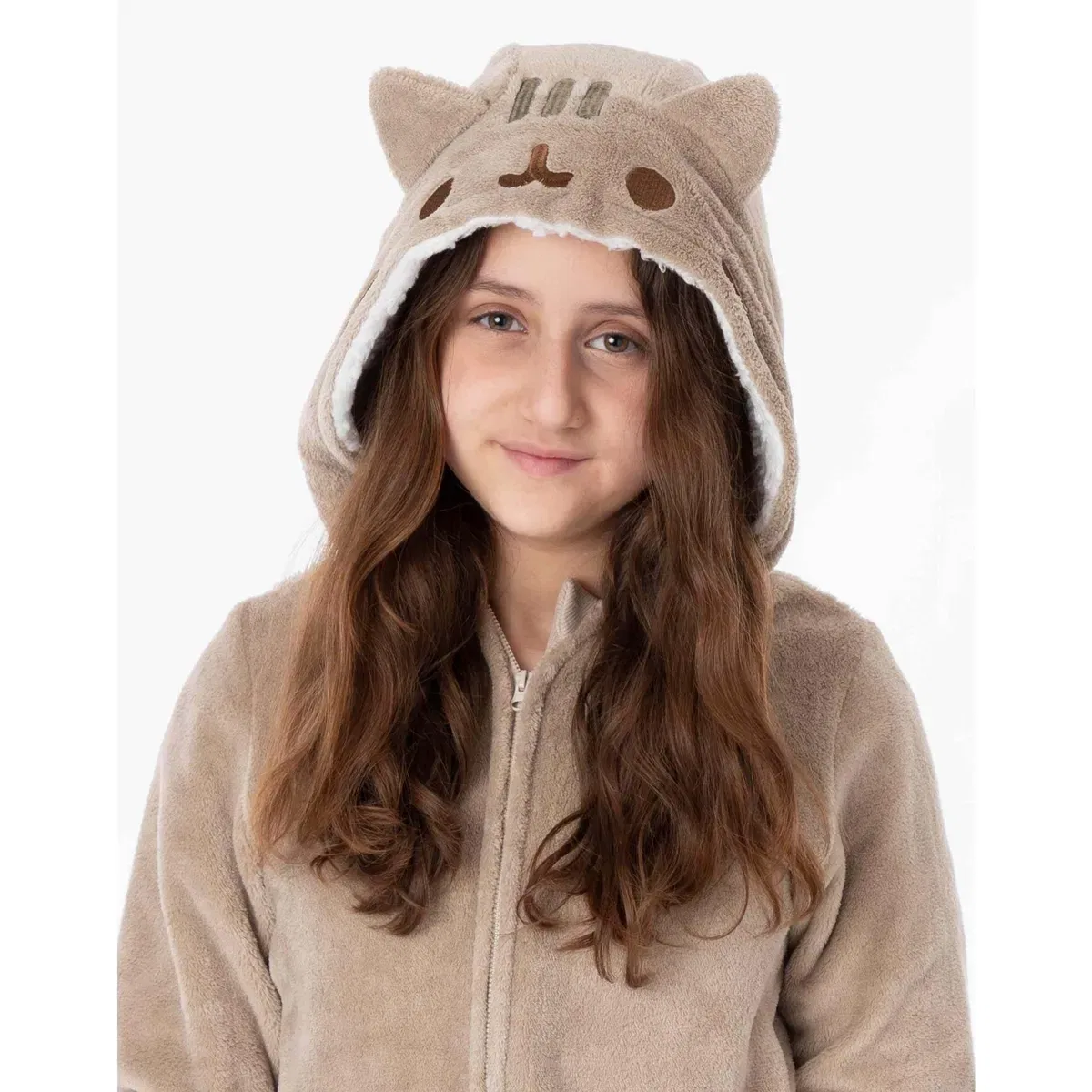 Детский комбинезон для девочек с принтом и ушками Pusheen, Brown — фото 3
