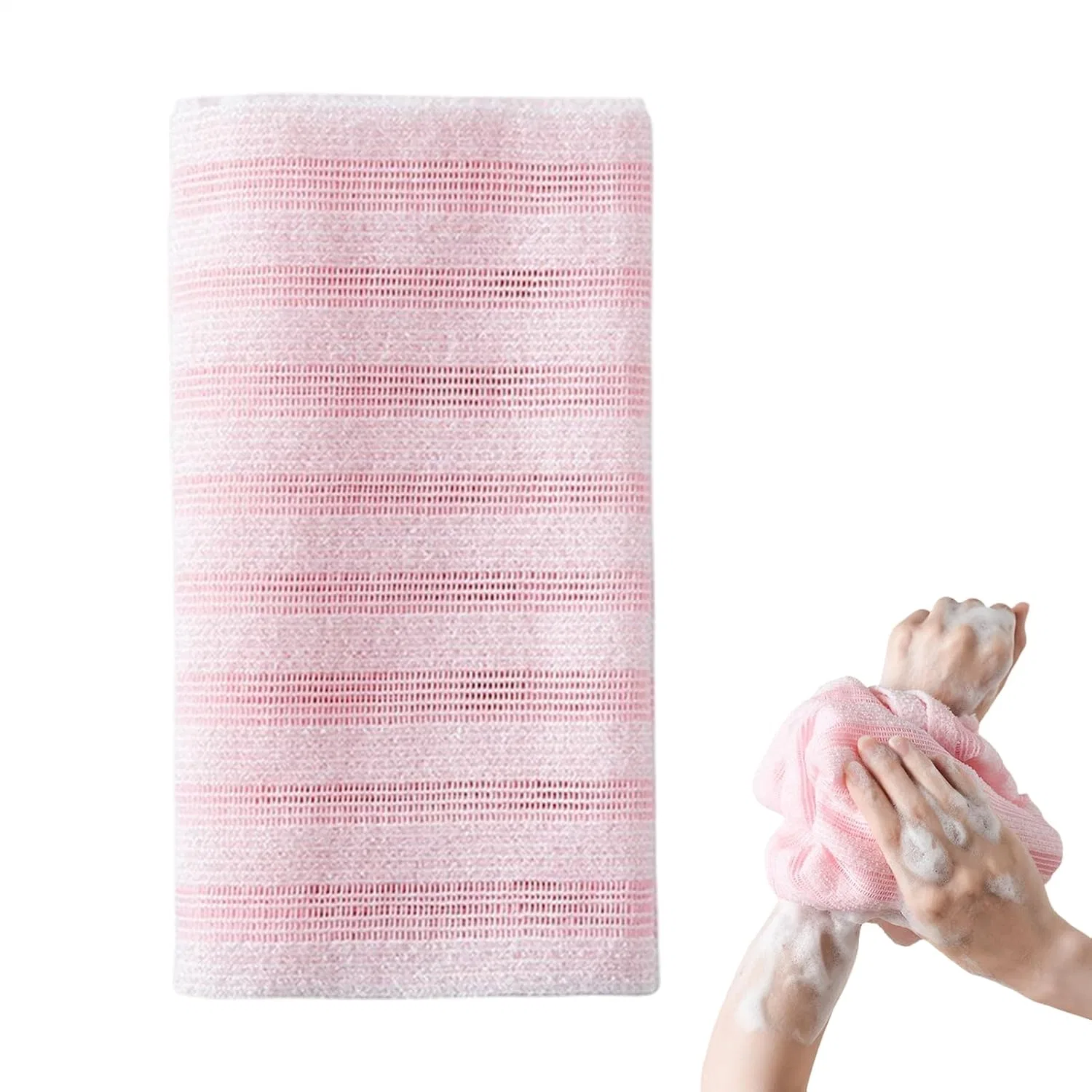 Мочалка для душа японская эксфолирующая, 107x25 см, Pink Generisch