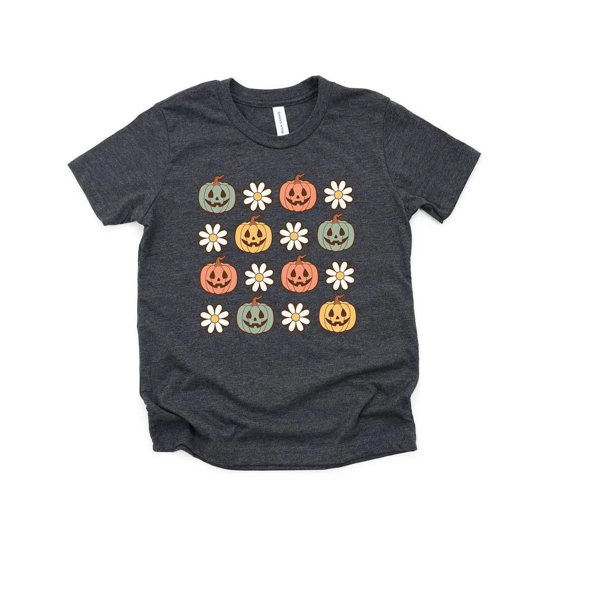 Детская футболка с принтом Pumpkin Daisies The Juniper Shop, Heather Grey
