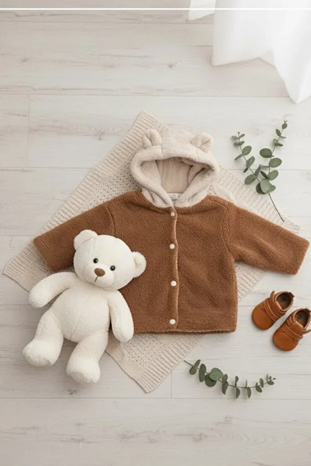 Детское пальто для девочек с капюшоном Babyilay, Brown — фото 2