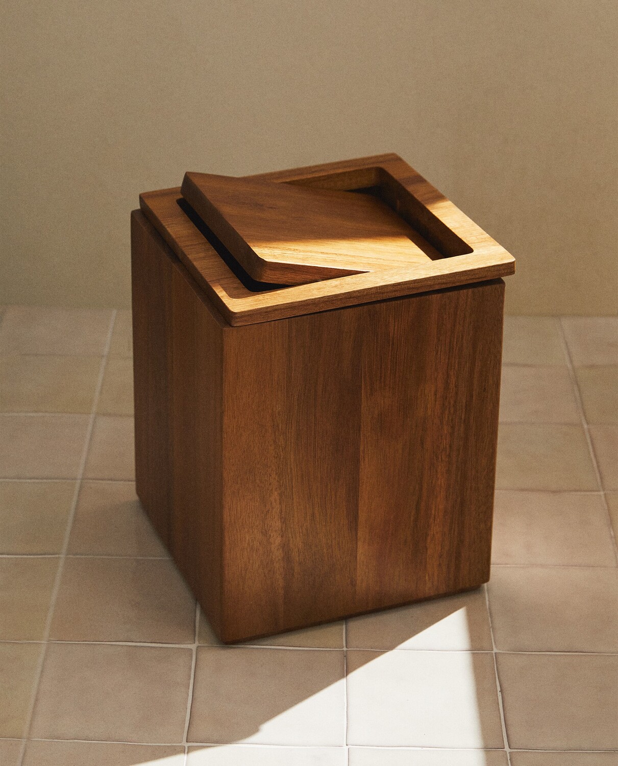 Корзина для бумаг Zara Home Square Wooden, светло-коричневый — фото 4