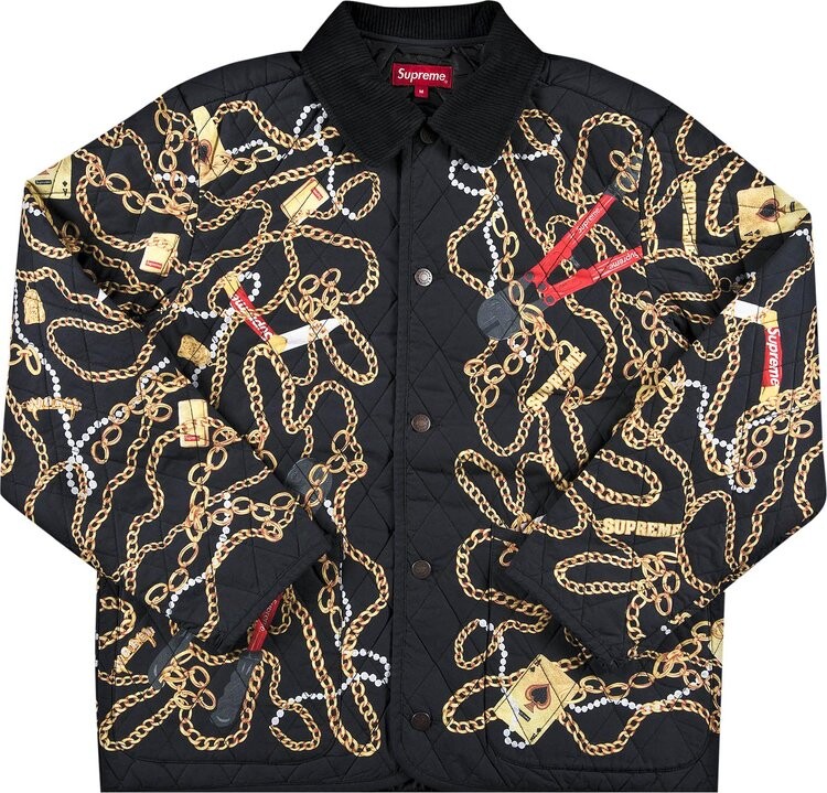 

Куртка Supreme Chains Quilted Jacket 'Black', черный