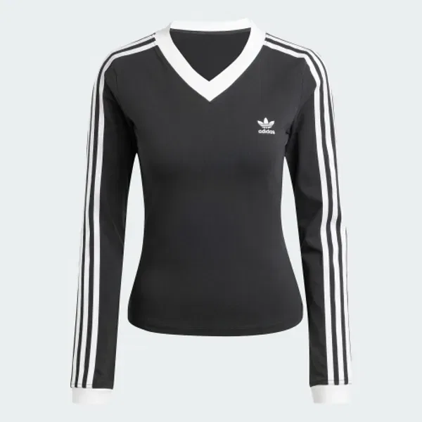 Футболка с длинным рукавом и V-образным вырезом, Adidas, черный — фото 3