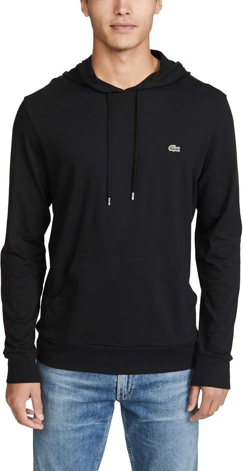 Lacoste лонгслив худи джерси футболка с центральным карманом, Th9349, Black — фото 2